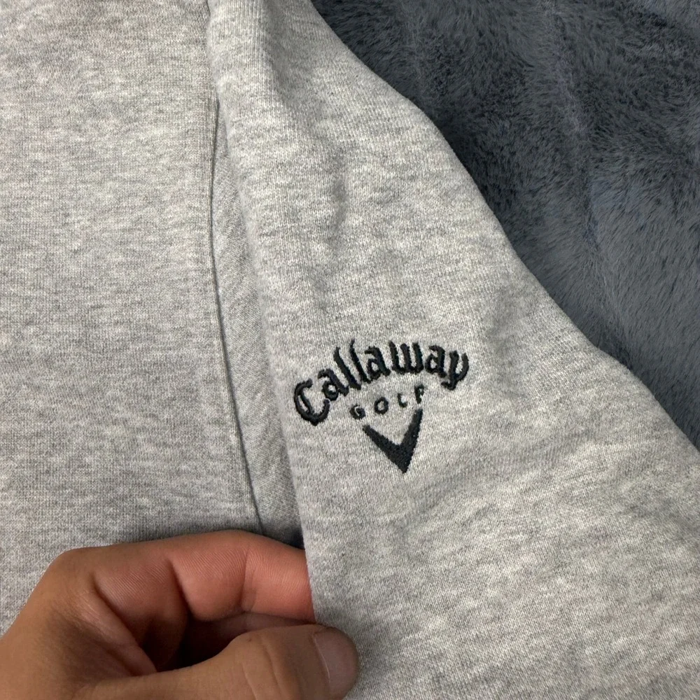 Callaway Golf Sport Mens Large Gray Brushed Fleece Quarter Zip Pullover Sweater